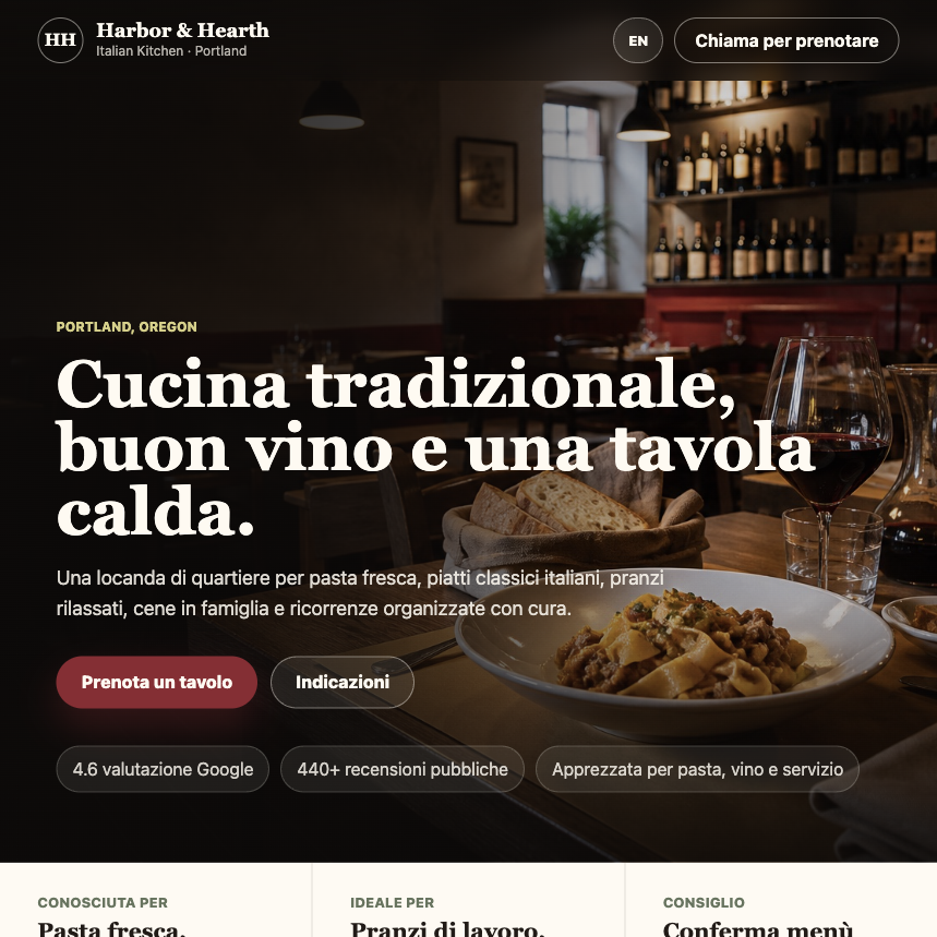 Anteprima del sito web Harbor & Hearth