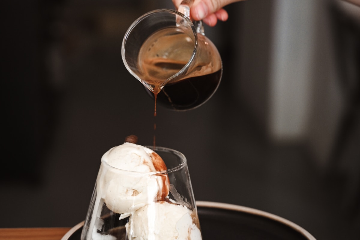 Vanilla gelato affogato with espresso