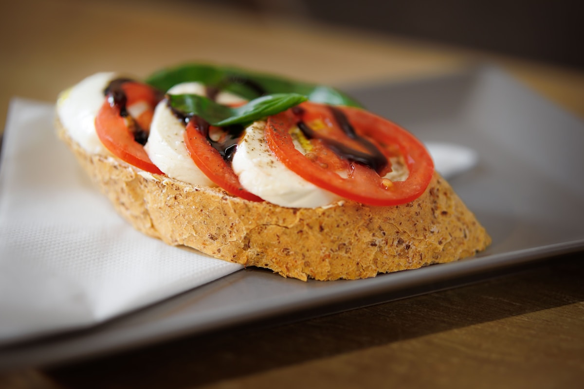 Caprese panino with tomato and mozzarella